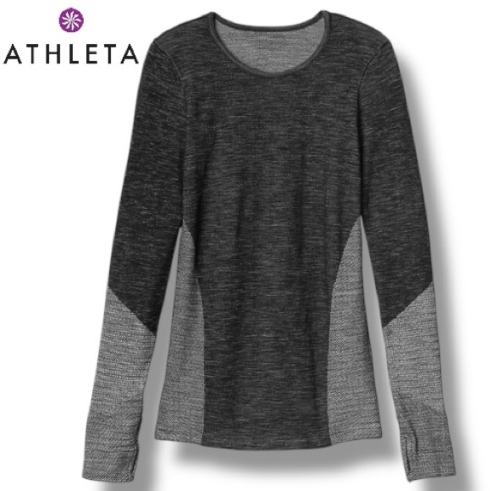 Athleta Remarkawool Merino Wool Blend Crew Neck Top Knit Baselayer | Size L